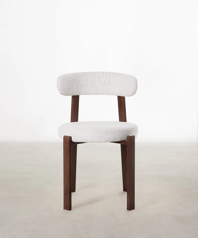 Silla de Comedor Tapizada y en Metal efecto Madera Aura