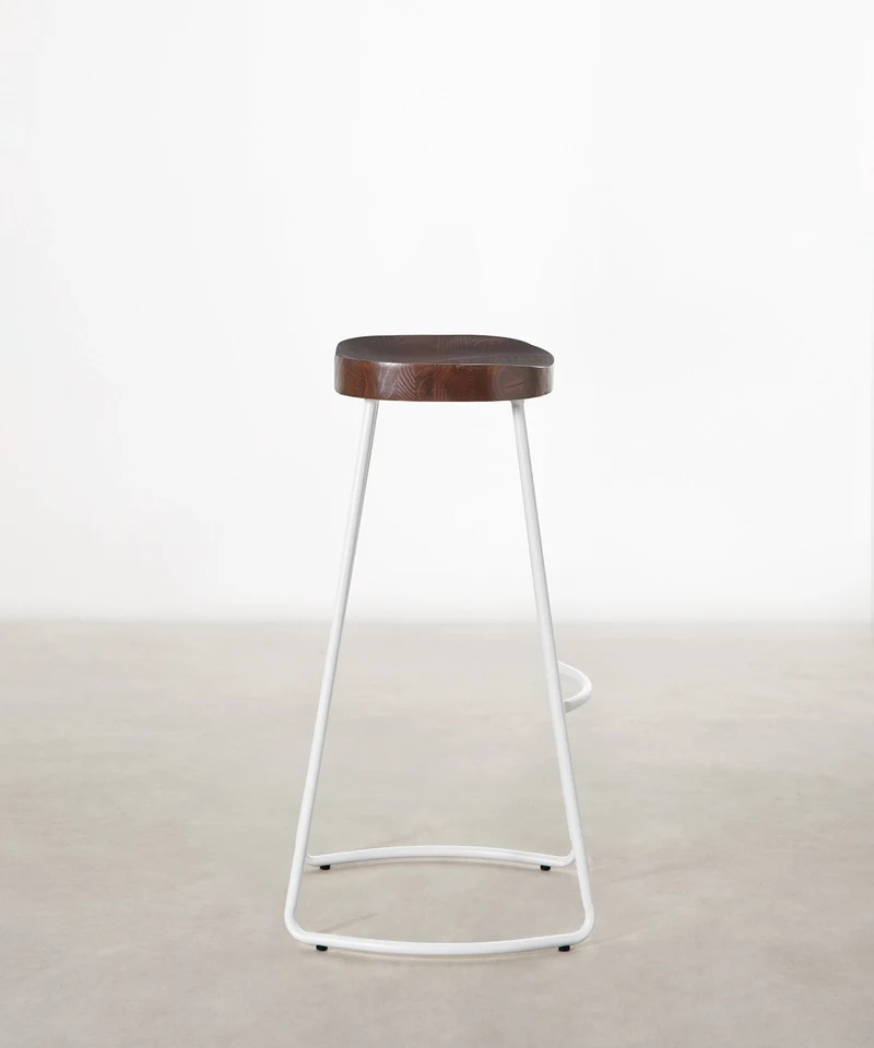 Taburete Alto en Acero y Madera Mel