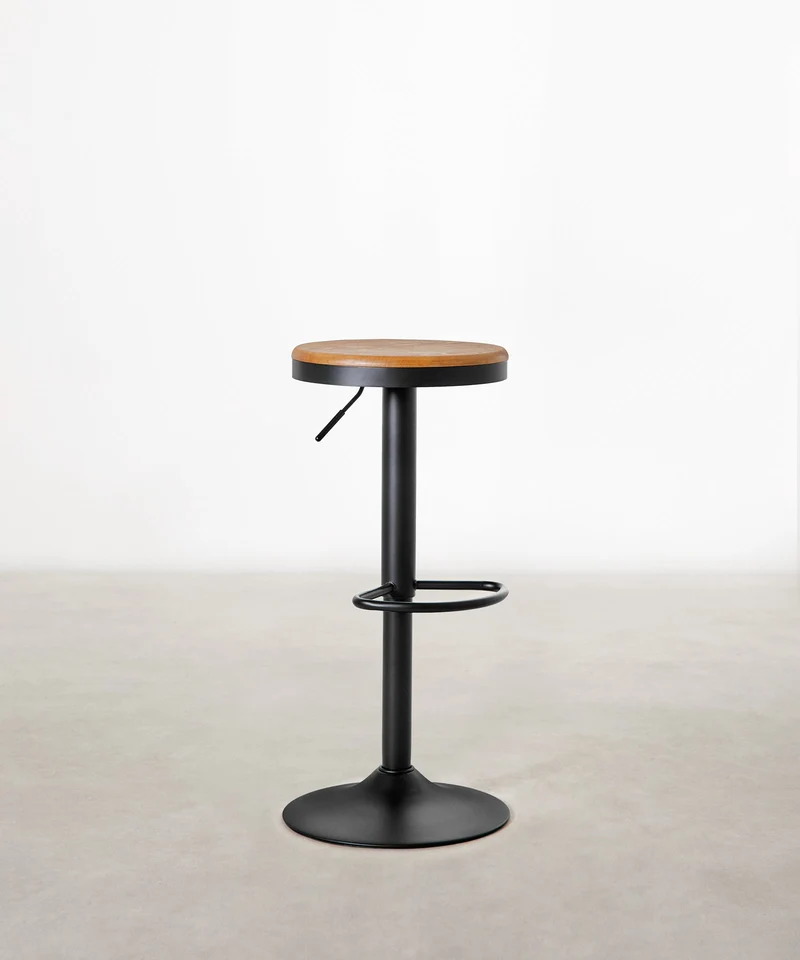 Taburete Alto Regulable en Acero y Madera Oslo