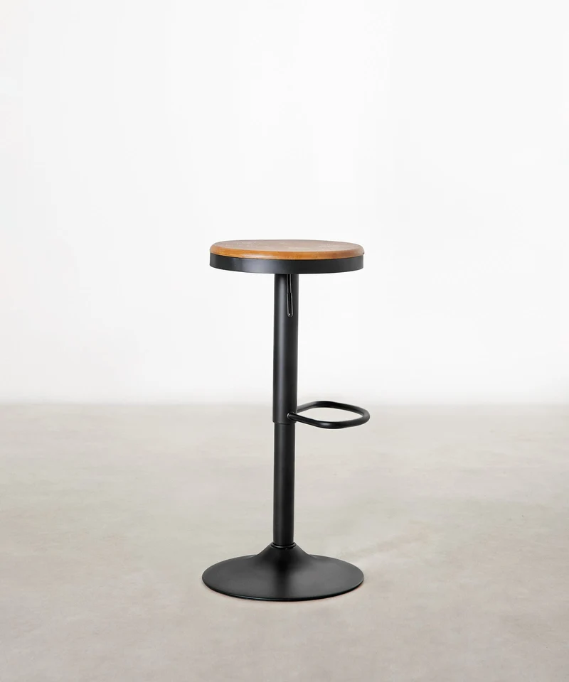 Taburete Alto Regulable en Acero y Madera Oslo