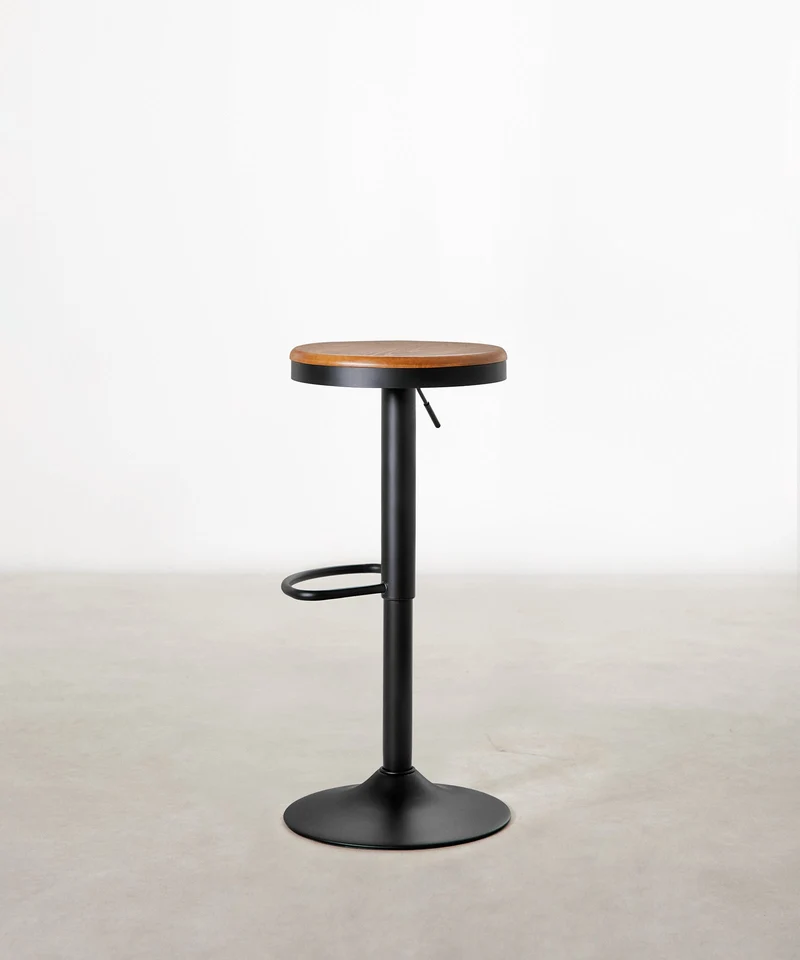 Taburete Alto Regulable en Acero y Madera Oslo