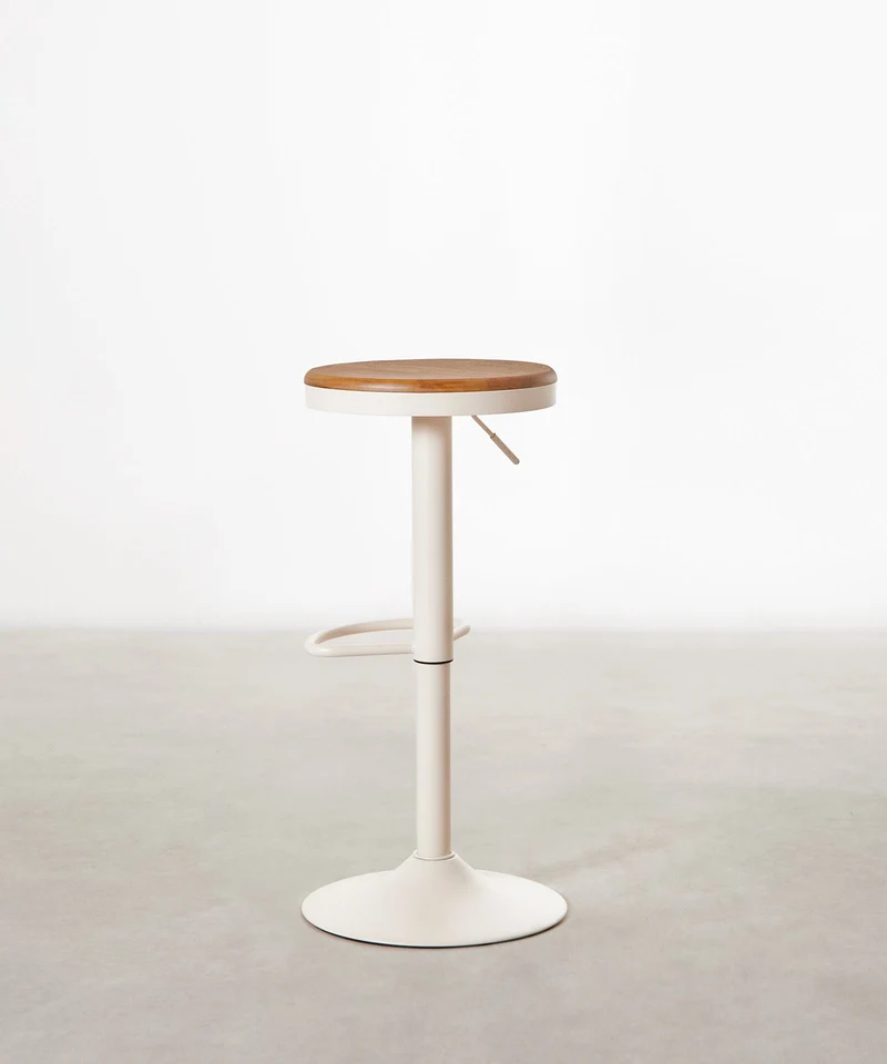 Taburete Alto Regulable en Acero y Madera Oslo