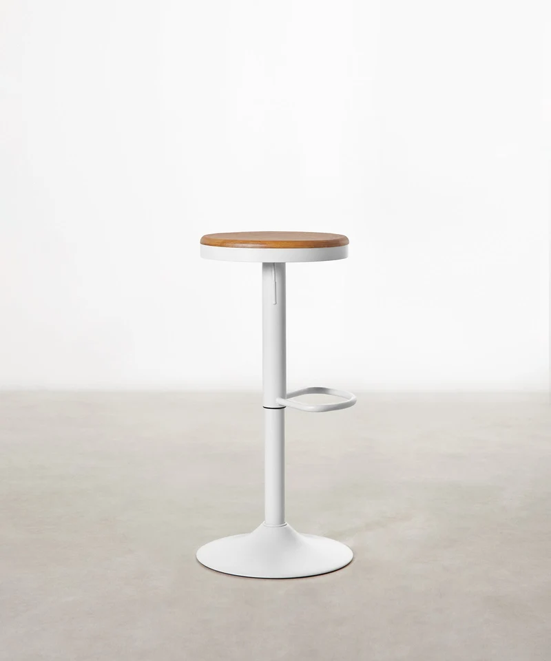 Taburete Alto Regulable en Acero y Madera Oslo