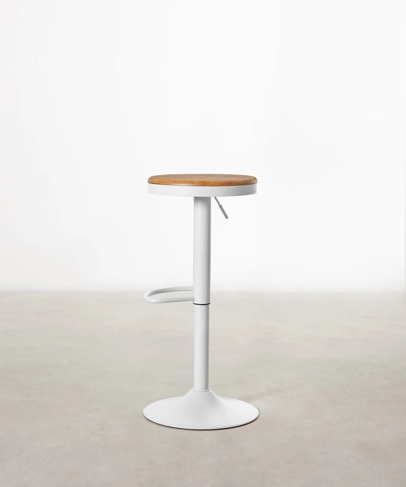Taburete Alto Regulable en Acero y Madera Oslo