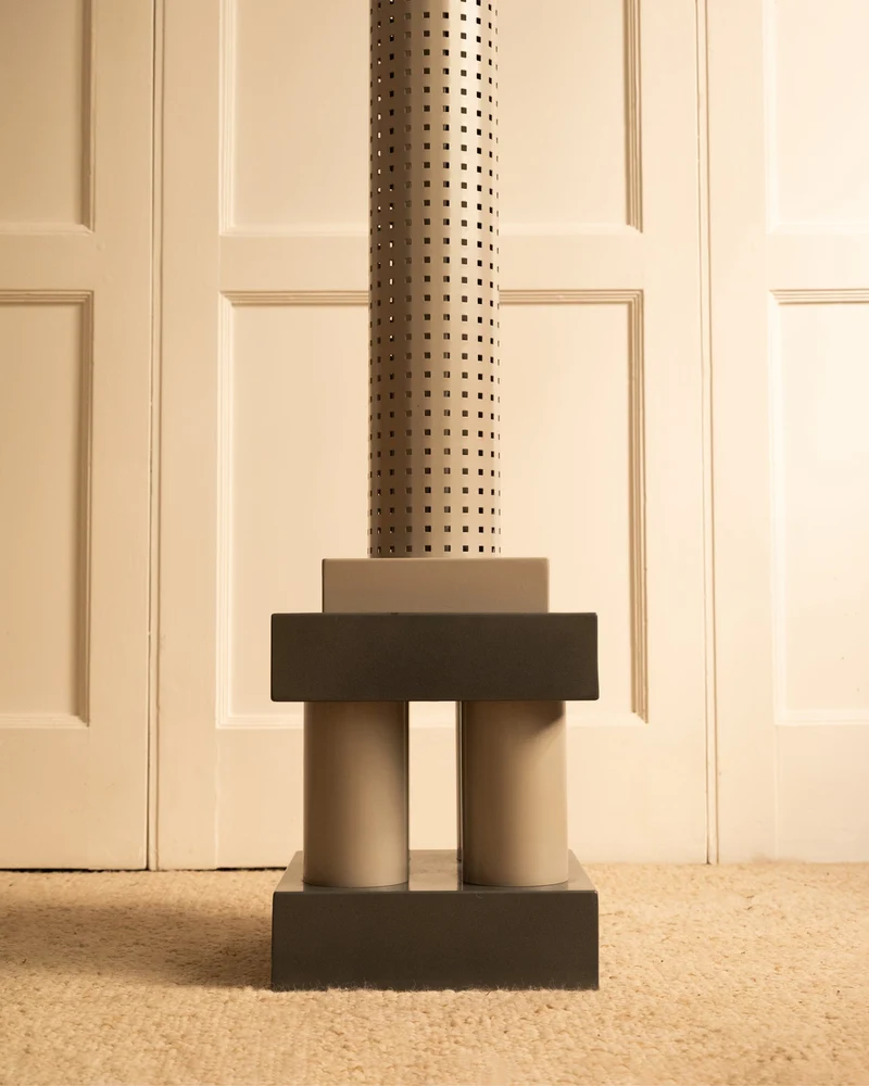 Vintage Postmodern Matteo Thun 'Chicago Tribune' Steel Floor Lamp for Bieffeplast