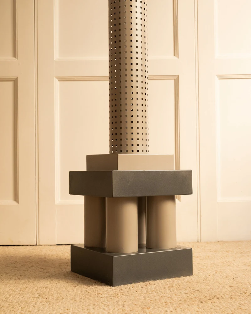 Vintage Postmodern Matteo Thun 'Chicago Tribune' Steel Floor Lamp for Bieffeplast