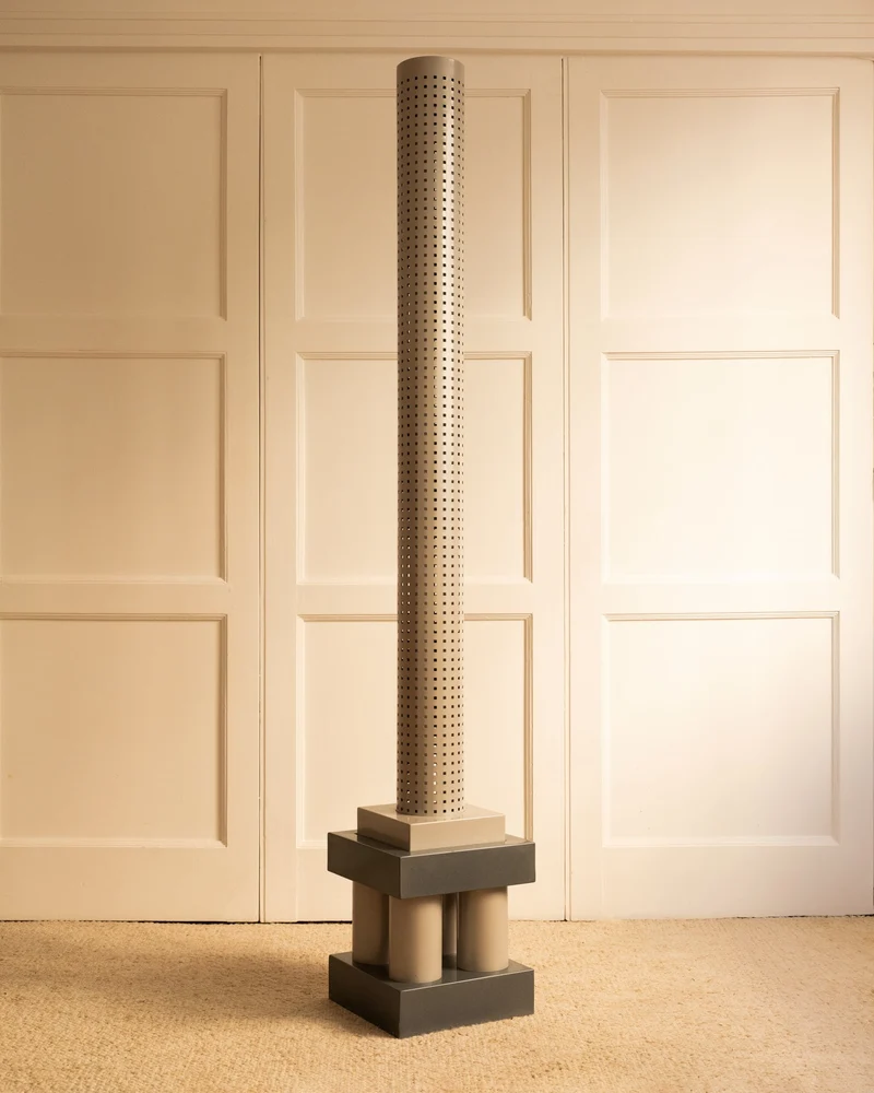 Vintage Postmodern Matteo Thun 'Chicago Tribune' Steel Floor Lamp for Bieffeplast