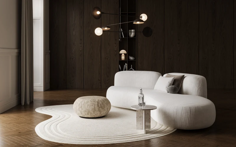 Wooden Stool Pouf - KUNA Series in Smoked Oak