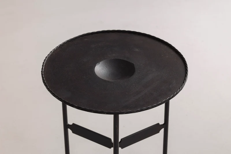 French Guéridon Side Table in Patinated Iron, 1940s