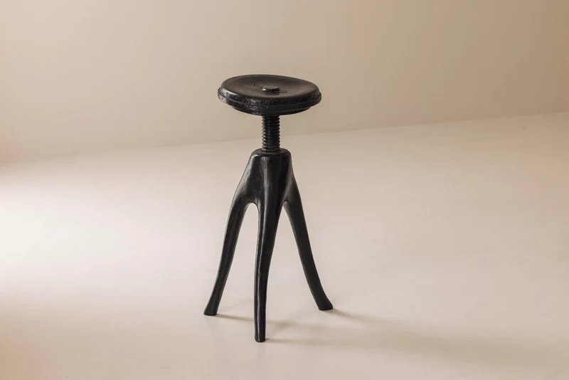Danish Organic Tripod Stool with Adjustable Seat, Early 20th Century