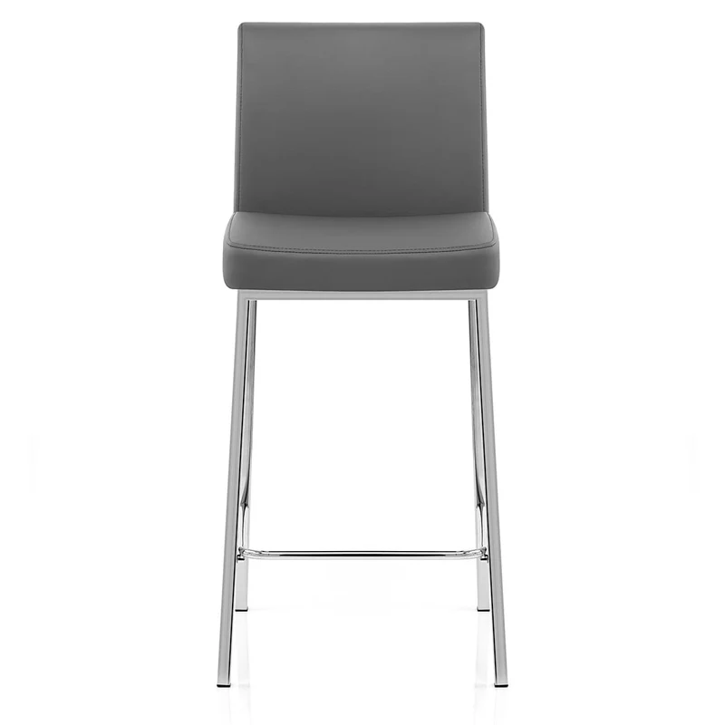 Tabouret Faux Cuir Chrome - Pacino Gris Foncé
