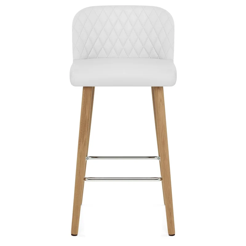 Tabouret de Bar Faux Cuir Bois - Pacific Blanc