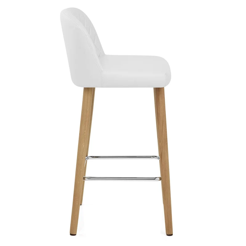 Tabouret de Bar Faux Cuir Bois - Pacific Blanc