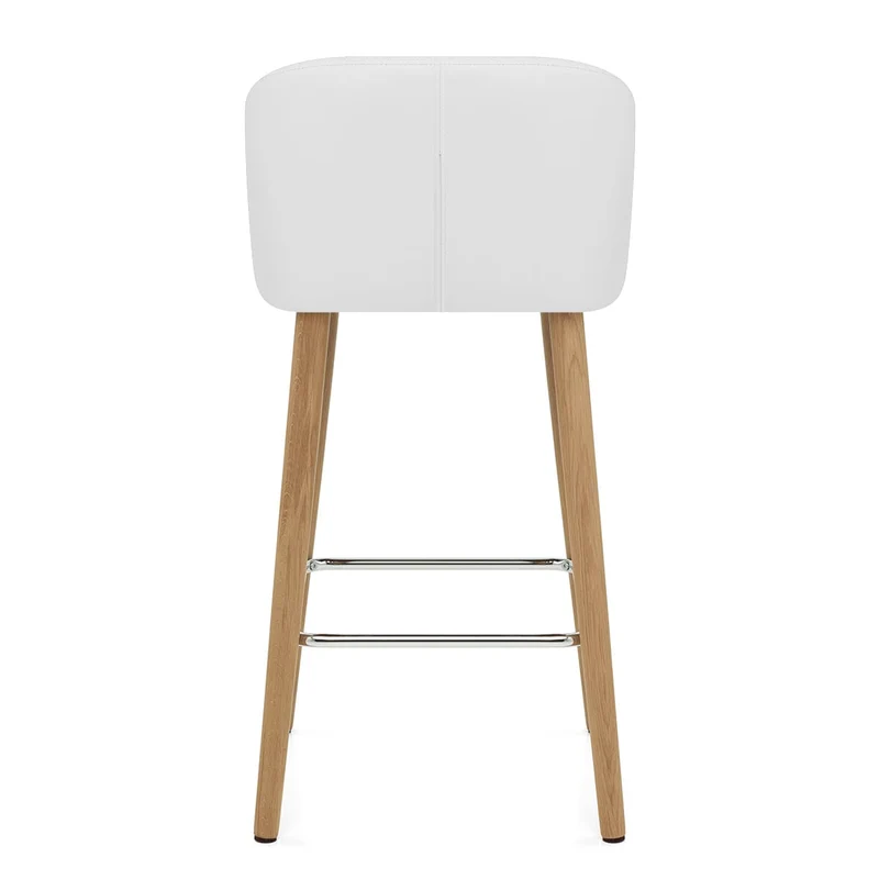 Tabouret de Bar Faux Cuir Bois - Pacific Blanc