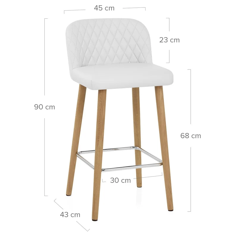 Tabouret de Bar Faux Cuir Bois - Pacific Blanc