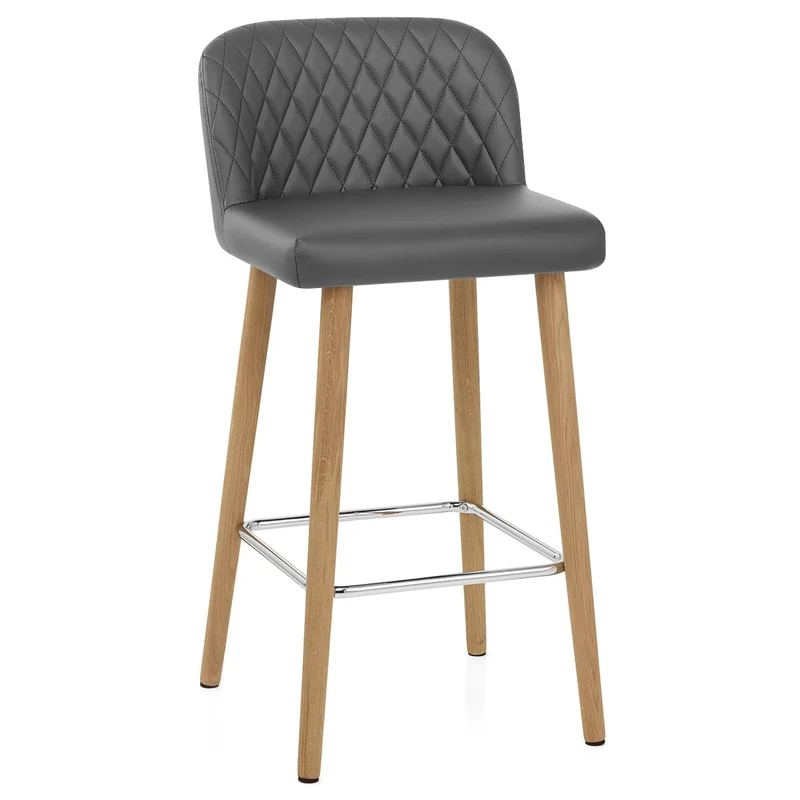 Tabouret de Bar Faux Cuir Bois - Pacific Gris