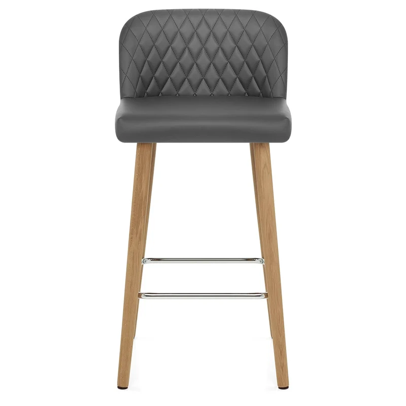Tabouret de Bar Faux Cuir Bois - Pacific Gris