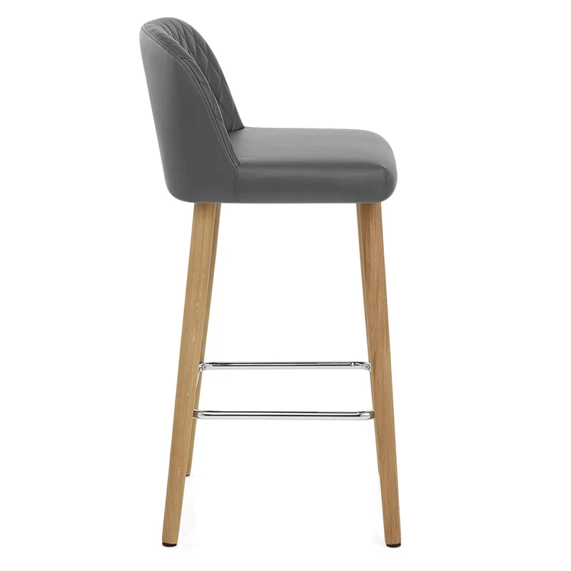 Tabouret de Bar Faux Cuir Bois - Pacific Gris