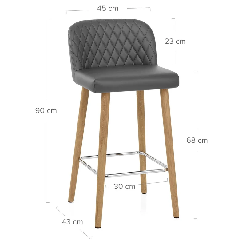 Tabouret de Bar Faux Cuir Bois - Pacific Gris