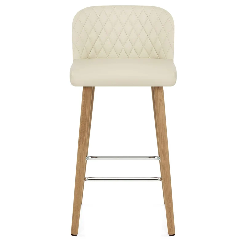 Tabouret de Bar Faux Cuir Bois - Pacific Crème