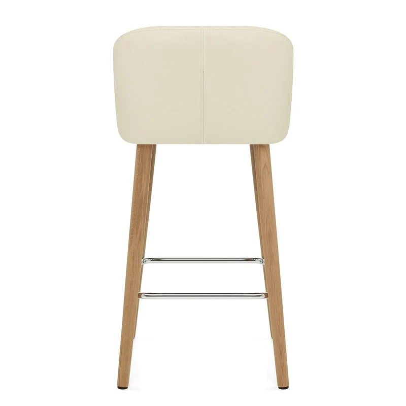 Tabouret de Bar Faux Cuir Bois - Pacific Crème