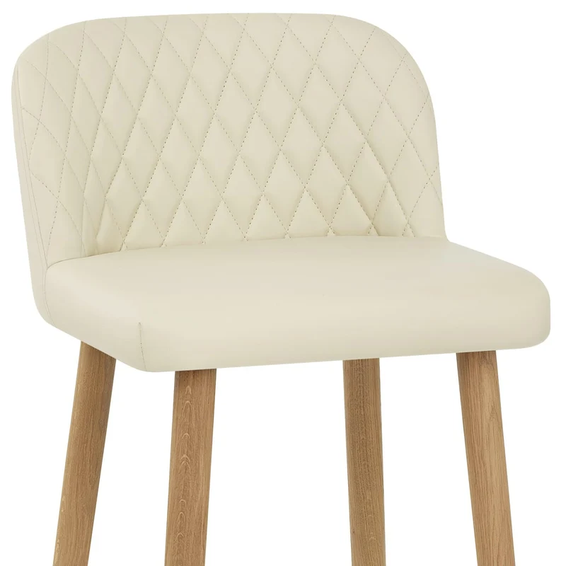 Tabouret de Bar Faux Cuir Bois - Pacific Crème