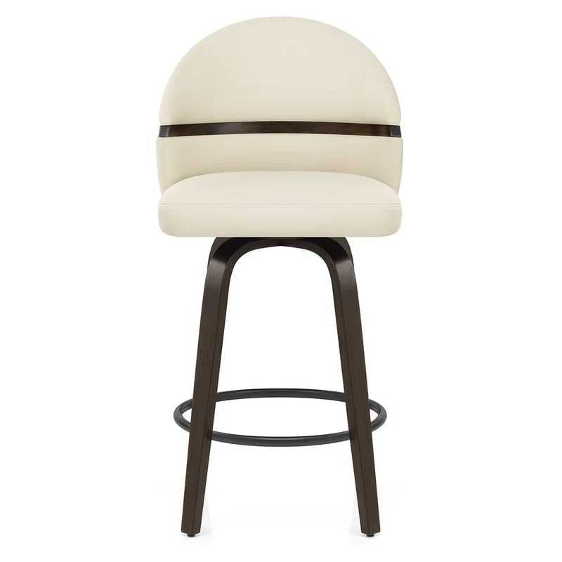Tabouret Chêne Cuir Veritable - Odessa Crème