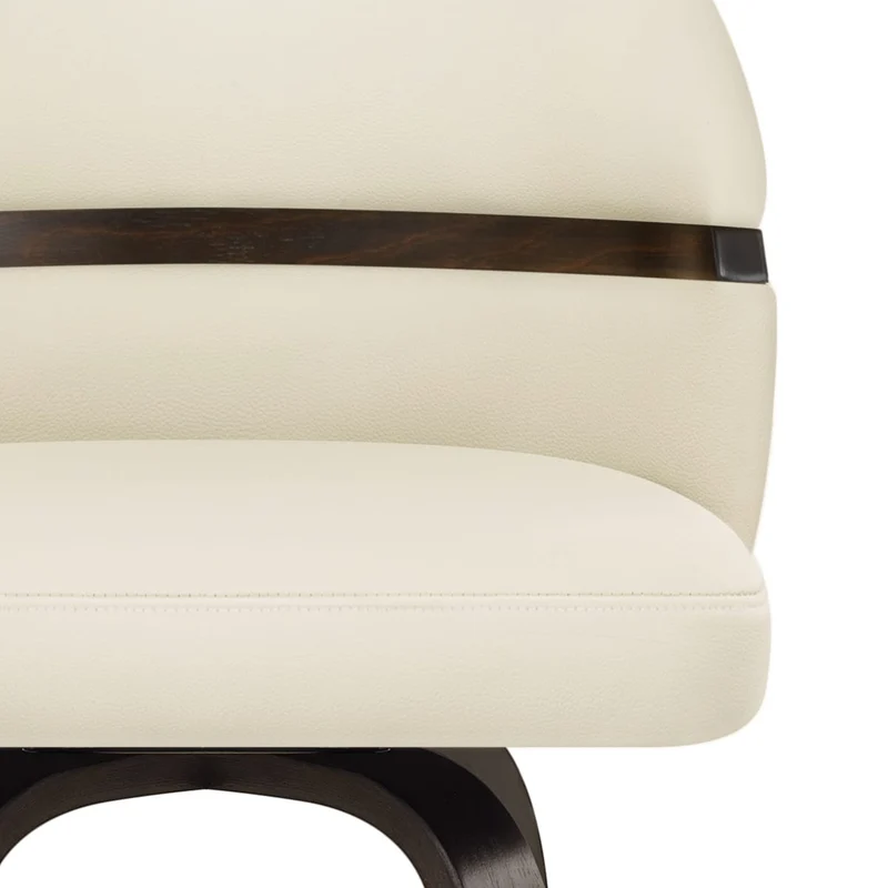 Tabouret Chêne Cuir Veritable - Odessa Crème