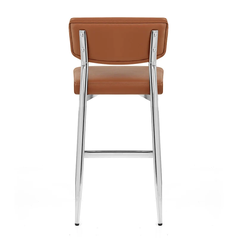 Tabouret Cuir Veritable Chrome - Parker Marron