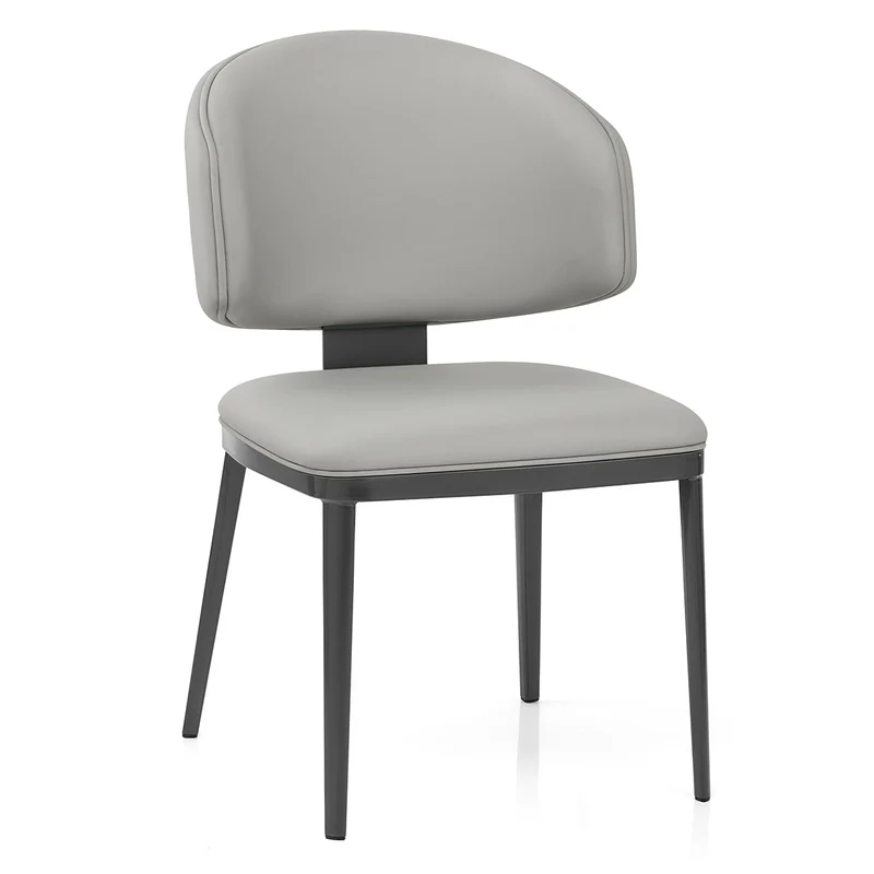 Chaise Faux Cuir Graphite - Elton Gris Clair