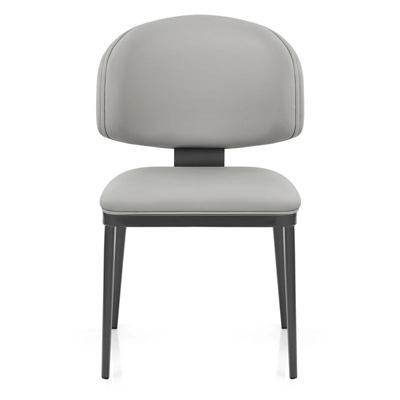 Chaise Faux Cuir Graphite - Elton Gris Clair