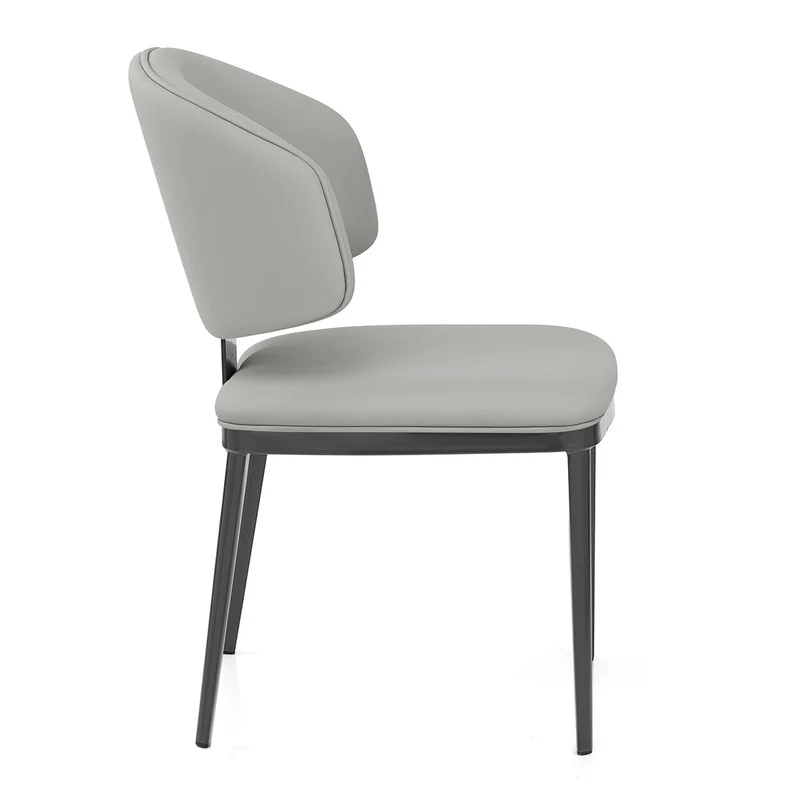 Chaise Faux Cuir Graphite - Elton Gris Clair