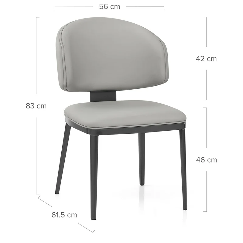 Chaise Faux Cuir Graphite - Elton Gris Clair