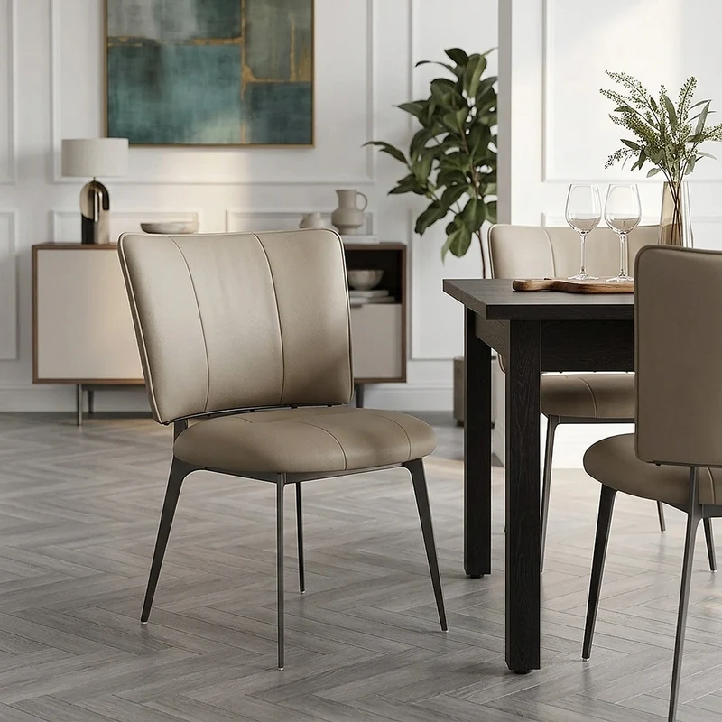 Chaise Cuir eco Graphite Brossé - Ellis Taupe
