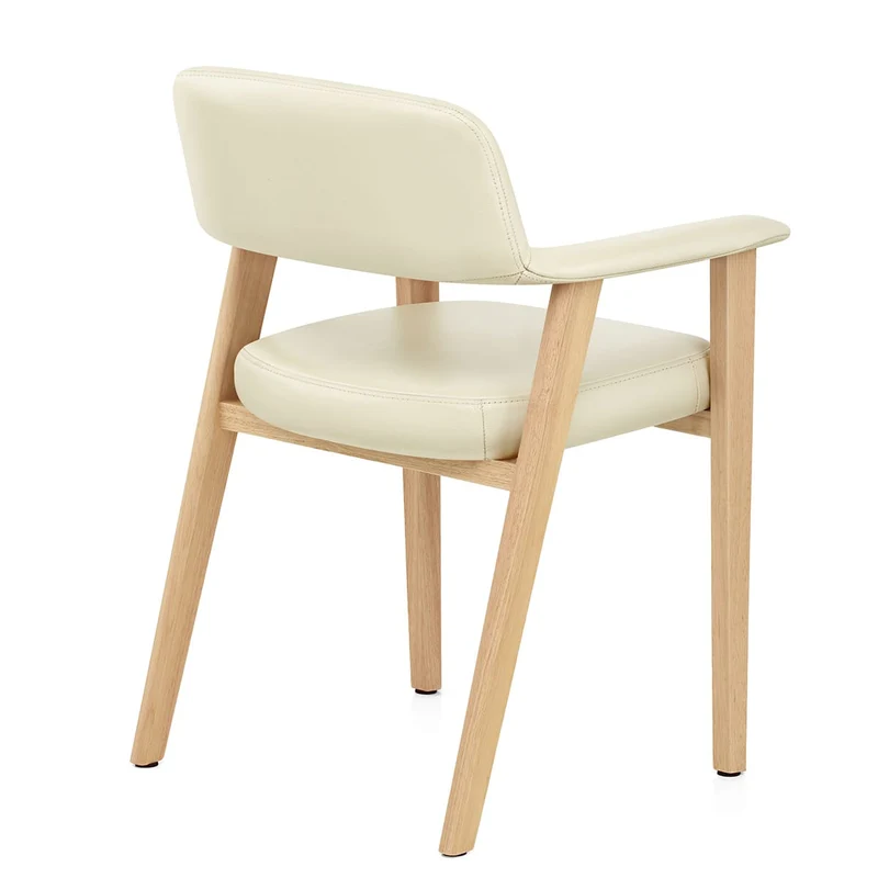 Chaise Bois Cuir Véritable - Elba Crème