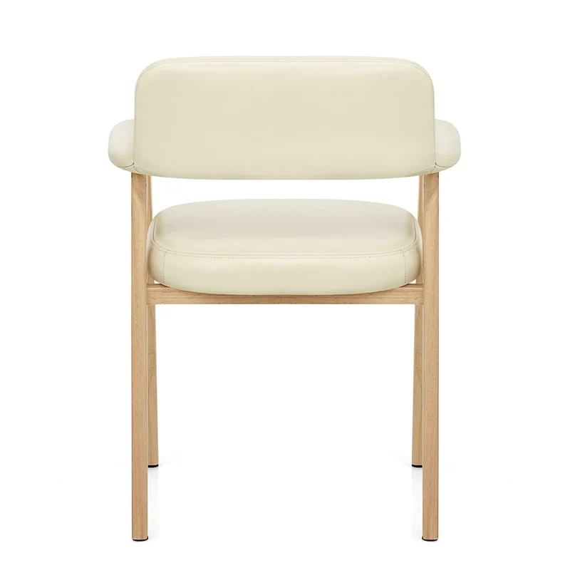 Chaise Bois Cuir Véritable - Elba Crème