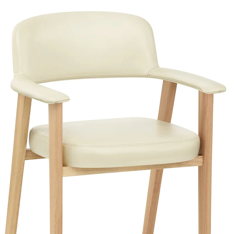 Chaise Bois Cuir Véritable - Elba Crème