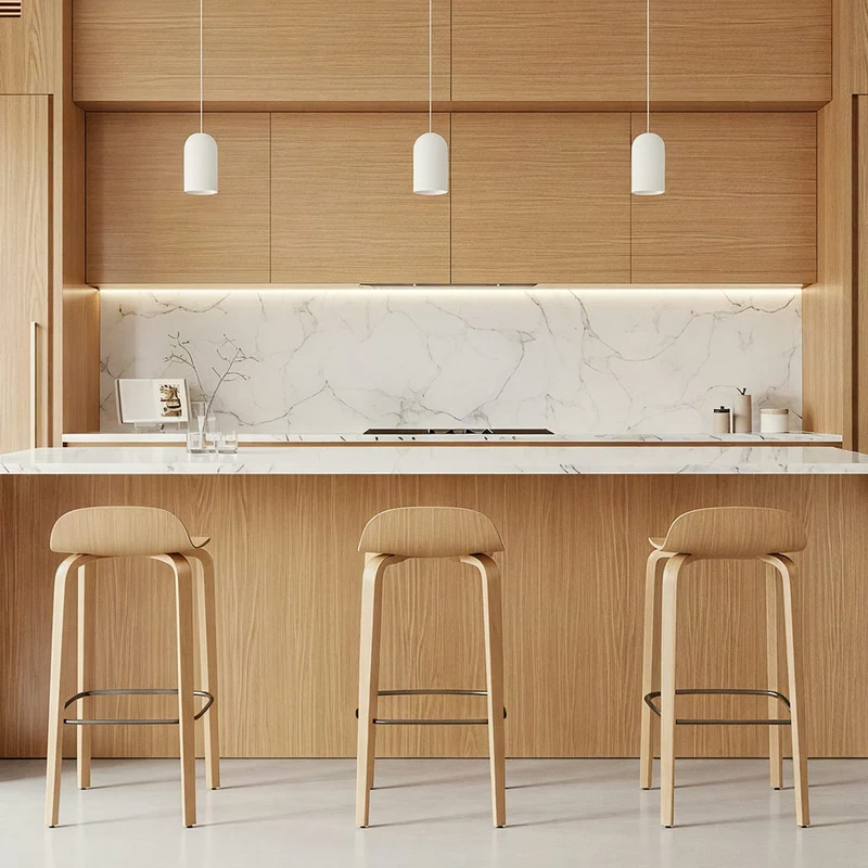 Tabouret de Bar Bois - Curve Chêne Poli