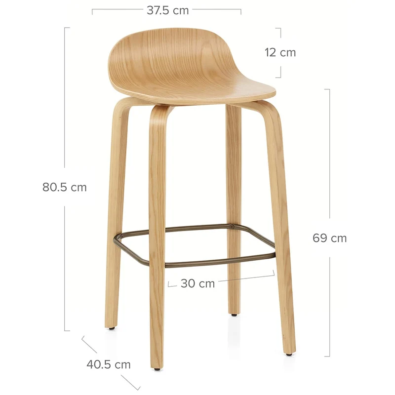 Tabouret de Bar Bois - Curve Chêne Poli