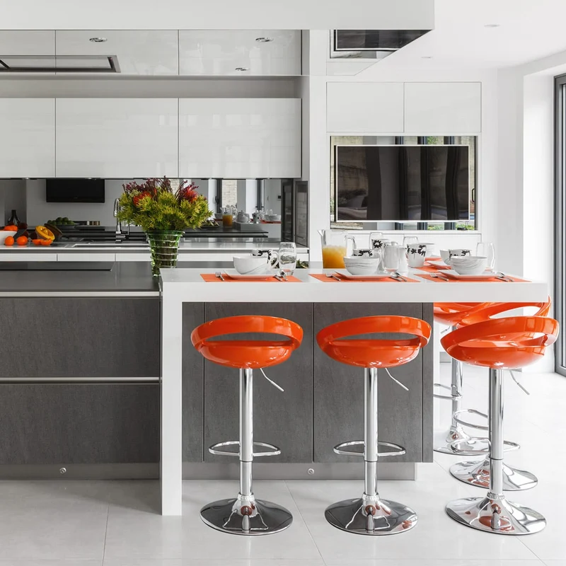 Chaise de Bar ABS Chrome - Crescent Orange