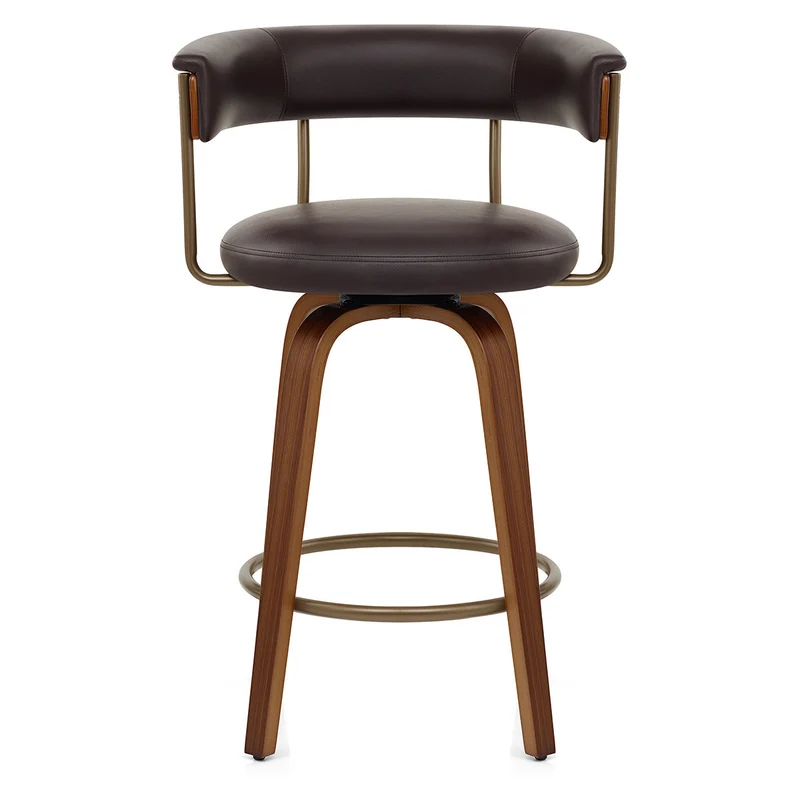 Tabouret de Bar Faux Cuir Bois - Costa Marron
