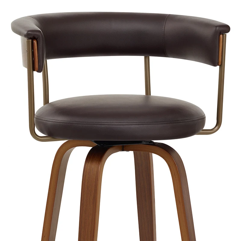 Tabouret de Bar Faux Cuir Bois - Costa Marron