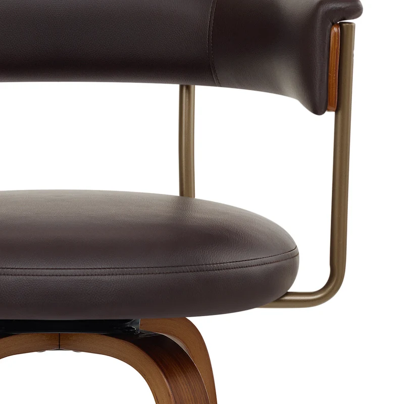 Tabouret de Bar Faux Cuir Bois - Costa Marron