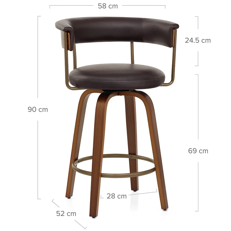 Tabouret de Bar Faux Cuir Bois - Costa Marron