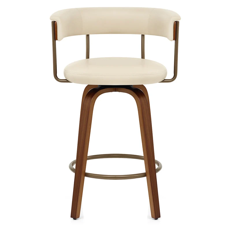 Tabouret de Bar Faux Cuir Bois - Costa Crème
