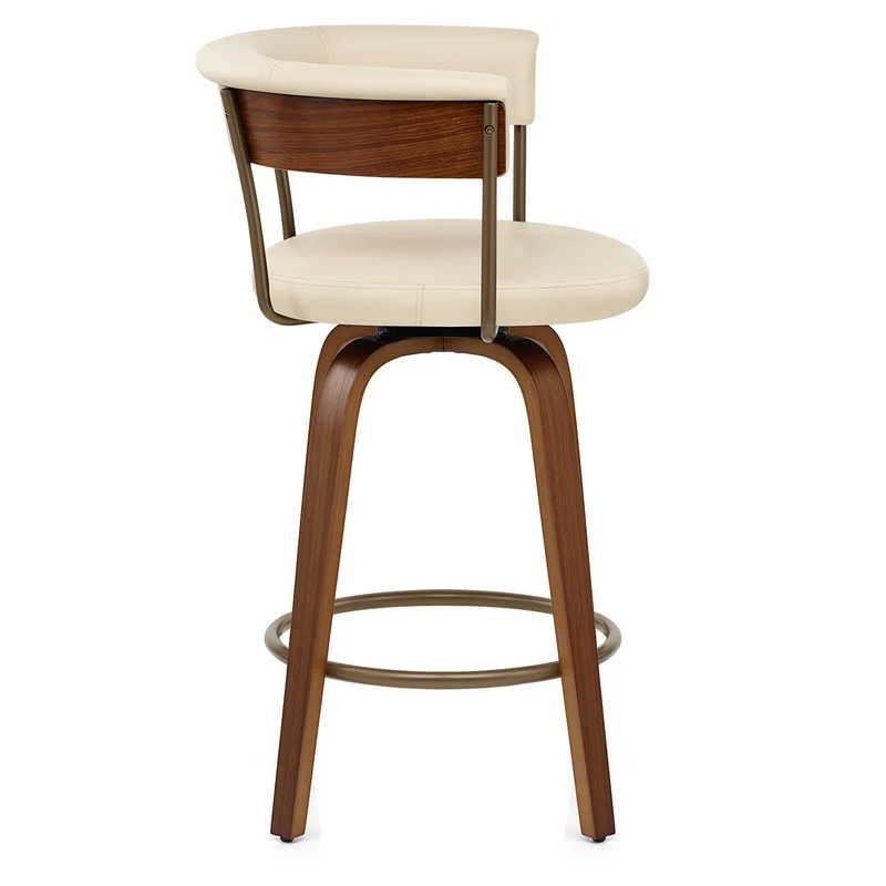 Tabouret de Bar Faux Cuir Bois - Costa Crème