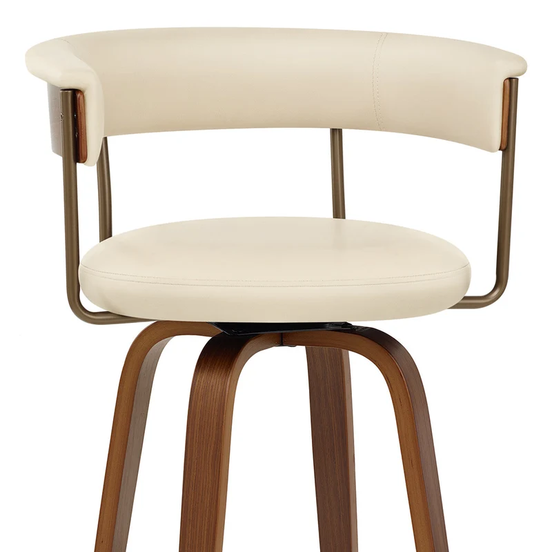 Tabouret de Bar Faux Cuir Bois - Costa Crème