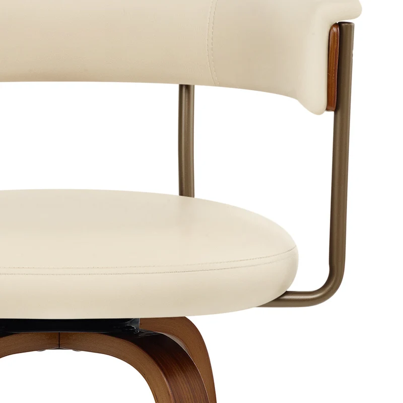 Tabouret de Bar Faux Cuir Bois - Costa Crème