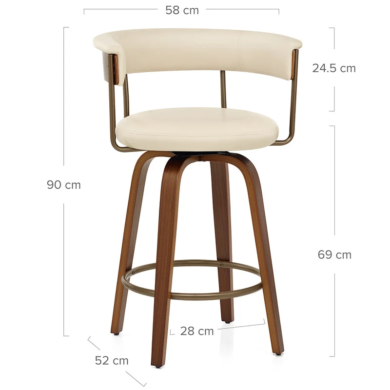 Tabouret de Bar Faux Cuir Bois - Costa Crème
