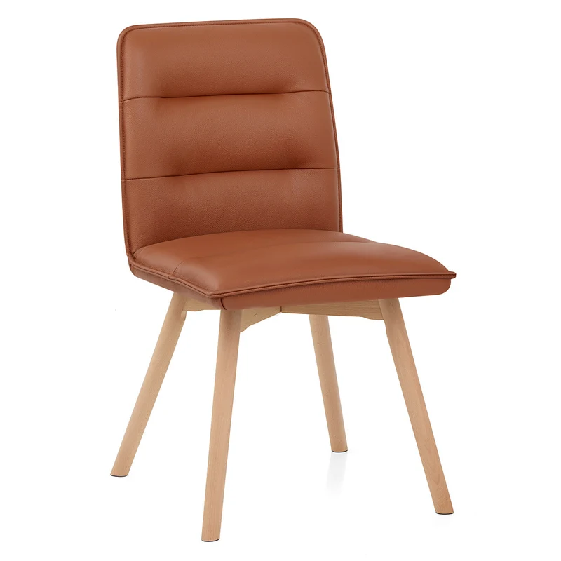 Chaise Cuir Véritable Bois - Ciro Marron